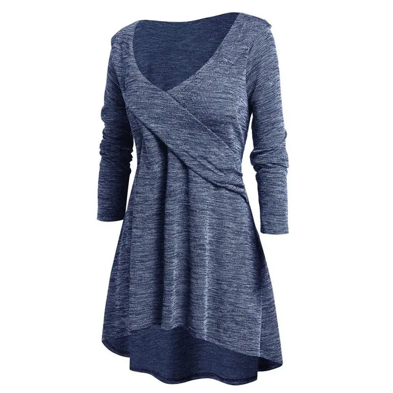 Spring Autumn Knitted A-line Dress Women Long Sleeve Mini Swing Dress Stetch Sexy V-neck Casual Dresses Vestidos Plus Size 5XL