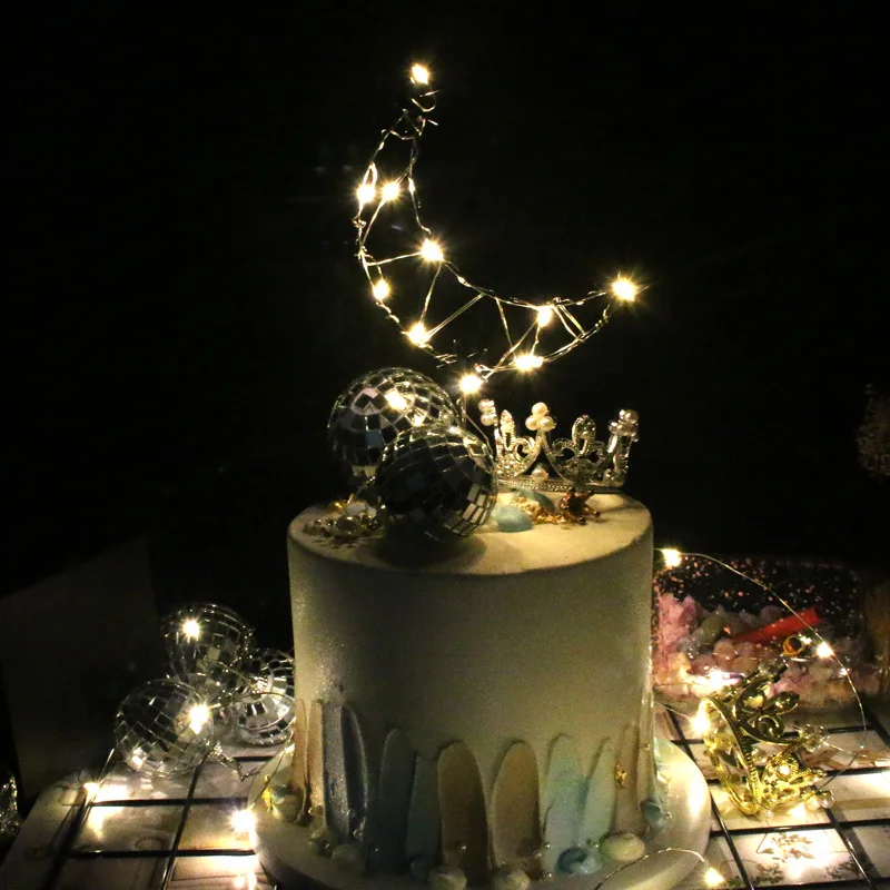 Романтичное Утюг с изображением Луны и звезд днем рождения CakeTopper детали