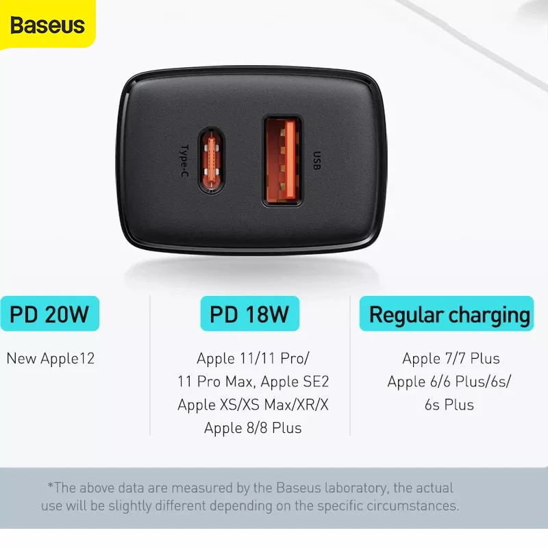Baseus pd 20w Usb tipo c Carregador para Iphone 14 13 Pro Max Xiaomi mi Poco qc 3.0 Usb-c Carregamento Rápido Usbc Carregador de Parede de Viagem - Image 5