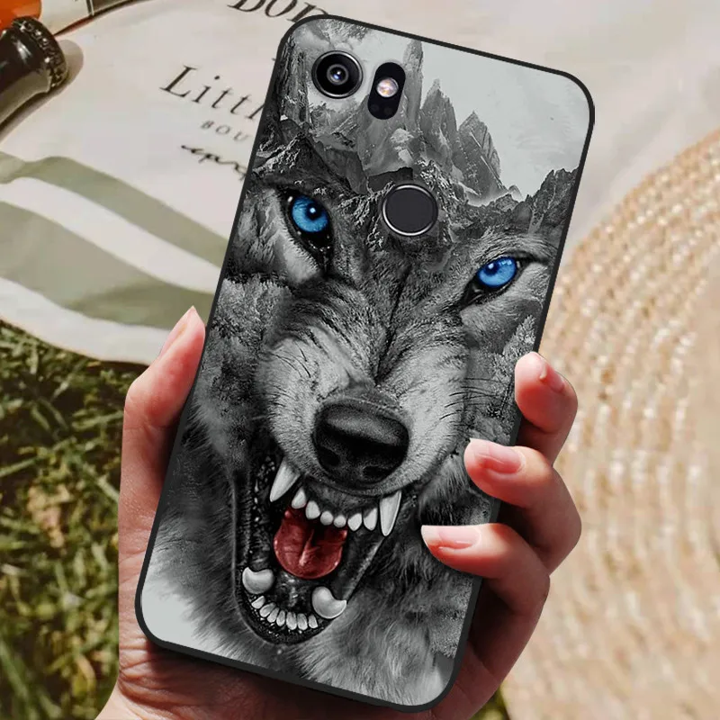 mobile phone pouch For Google Pixel 2 XL Case Soft Silicone TPU Cool Wolf Painted Phone Back Cover For Google Pixel2 Pixel 2 XL 2XL Case Coque waterproof phone holder Cases & Covers