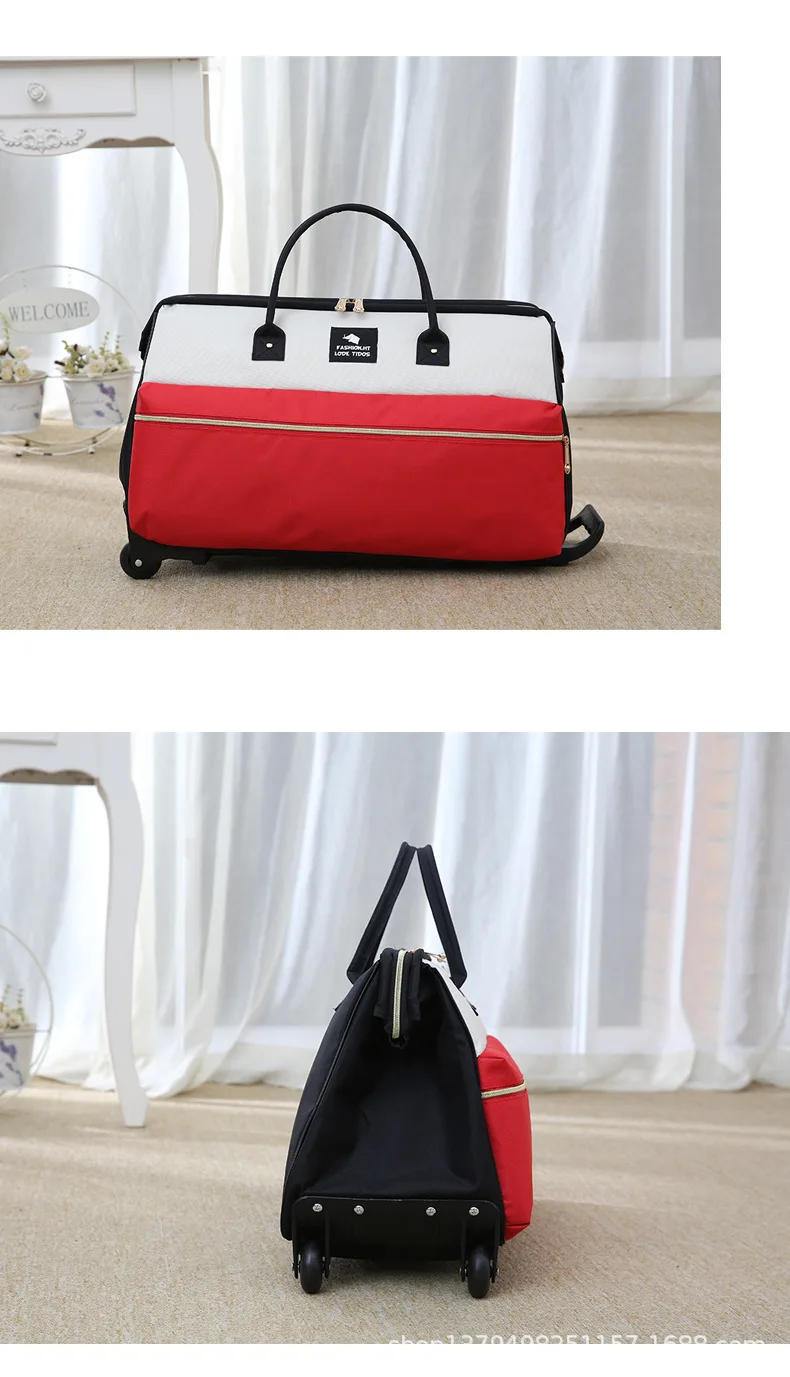 Новые горячие Moda Carrinho De Bagagem Das Mulheres Lazer Rolo Dobrar Saco Da Bagagem Bolsa De Viagem Da Roda Mala