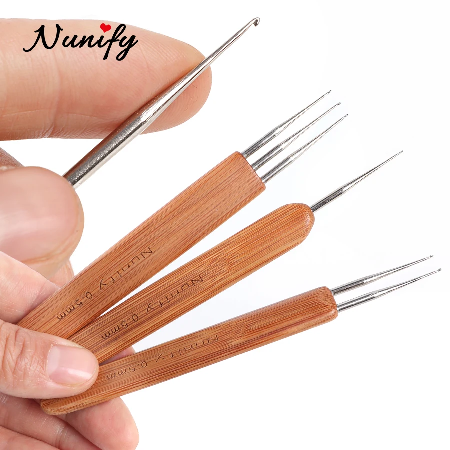 Nunify, 1 шт./лот, 0,5 мм, 0,75 мм, 1 крючок, 2 крючка, 3 крючка, рукоделие, дредлок, крючок для вязания крючком, мягкий на ощупь, стальной крючок для вязания косичек
