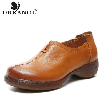 

DRKANOL 2020 Spring Women Flat Loafers Shoes Women Genuine Leather Casual Shoes Comfortable Moccasins Slip On Loafers Female
