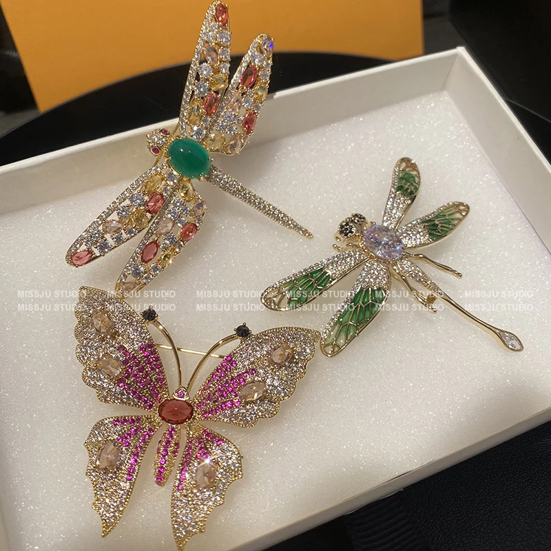 Broches femininos de luxo, joias coloridas, libélula,