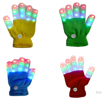 

New Children LED Finger Light Up Gloves,Small 6 Modes Flashing LED Warm Gloves
