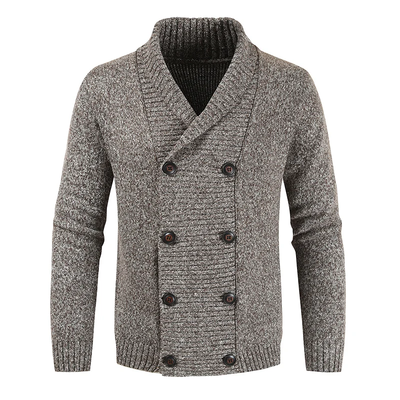 Sweater Jacket Double Breasted Men's Autumn and Winter Fashion Lapel Long Sleeve Knit Jacket / Youth Slim Cardigan Sweater Jacket Double Breasted Men's Autumn and Winter Fashion Lapel Long Sleeve Knit Jacket / Youth Slim Cardigan