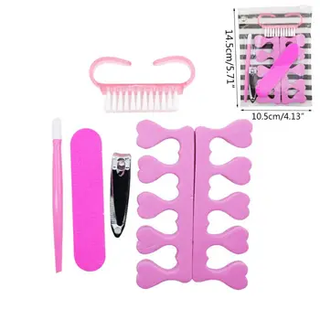 

6Pcs/Set Nail Care Cutter Cuticle Clippers Trimmer File Clean Brush Buffer Manicure Pedicure Tool