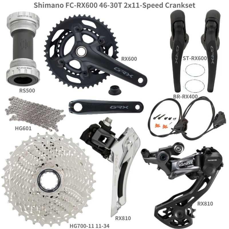SHIMANO GRX ST-RX600 2x11 Vitesses, ein à Disque Hydraulique, Levier de Commande Double BR-RX400, Étrier de ein à Disque Hydraulique, Pièces de Vélo  18