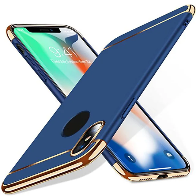 360 полная защита противоударный жесткий Тонкий чехол для iPhone XS XR XS MAX роскошный чехол-бампер для телефона на XR силиконовые аксессуары - Цвет: Blue Case