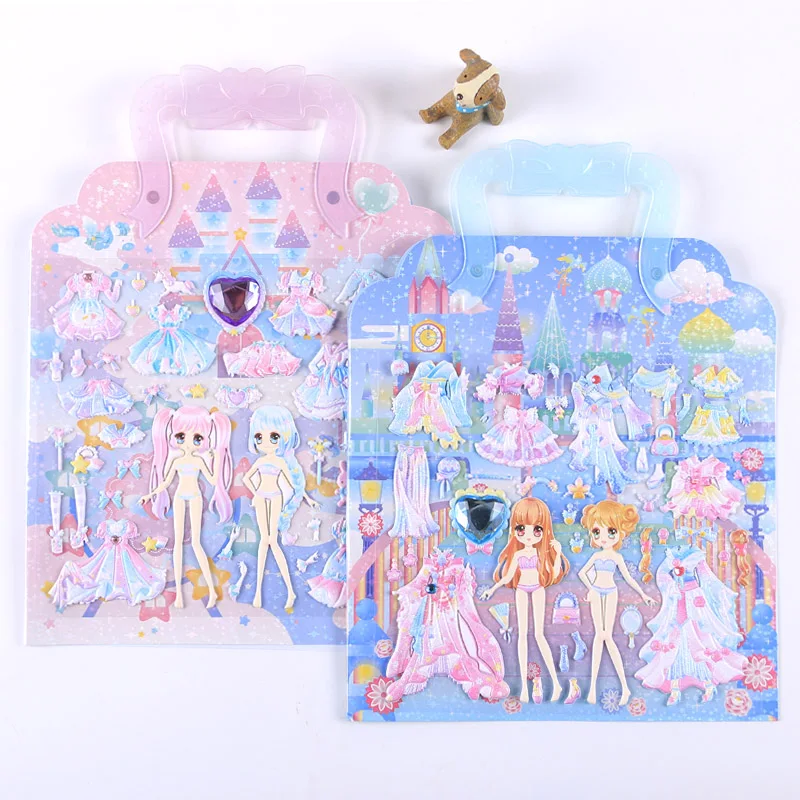 Lovely Princess Dress Up Stickers Baby Girls 3D Cartoon Dressup Sticker for Laptop Book Kawaii Children Kids Toys Birthday Gifts | Игрушки и