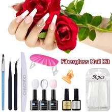Professional Fiberglass Nail Kit Fiber Nails Extension For Nail Building Extension Acrylic Tips Manicure Salon Tool Set