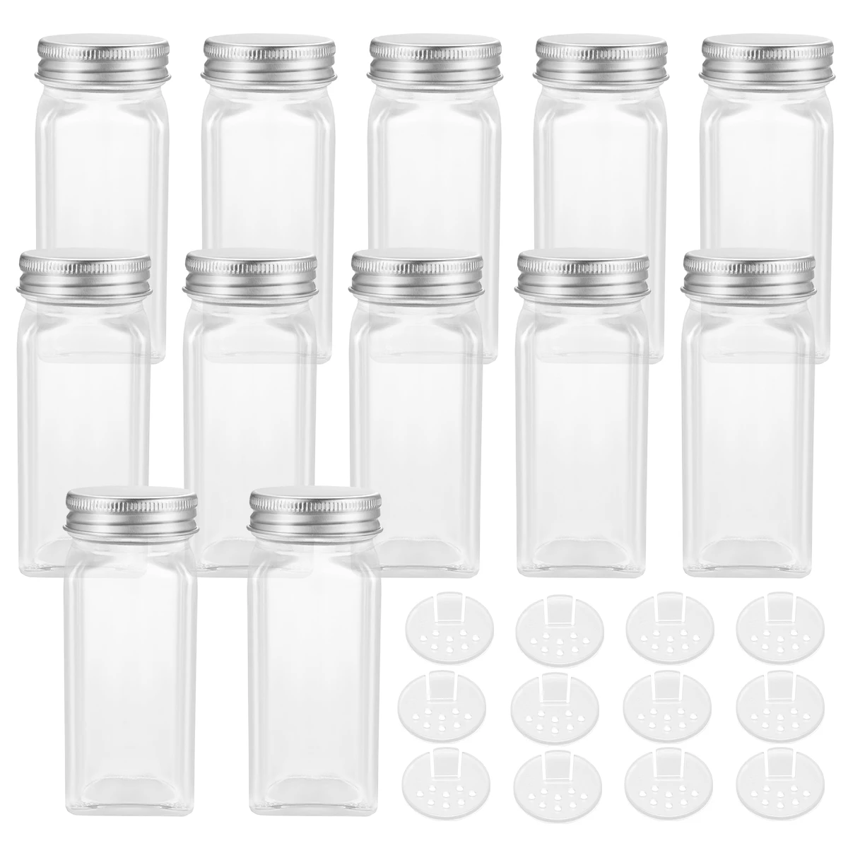 

BESTONZON 12PCS Spice Jars Square Glass Containers Seasoning Bottle Kitchen and Camping Condiment Containers with Cover Lid