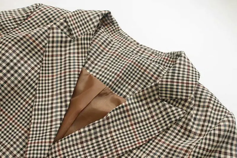 

Europe And America WOMEN'S Dress 2019 Spring And Autumn New Style Retro Pattern Double Breasted Belt Suit Jacket A1017