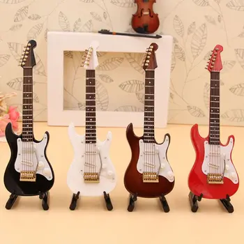

10cm Miniature Electric Guitar Replica with Box Stand Musical Instrument Model