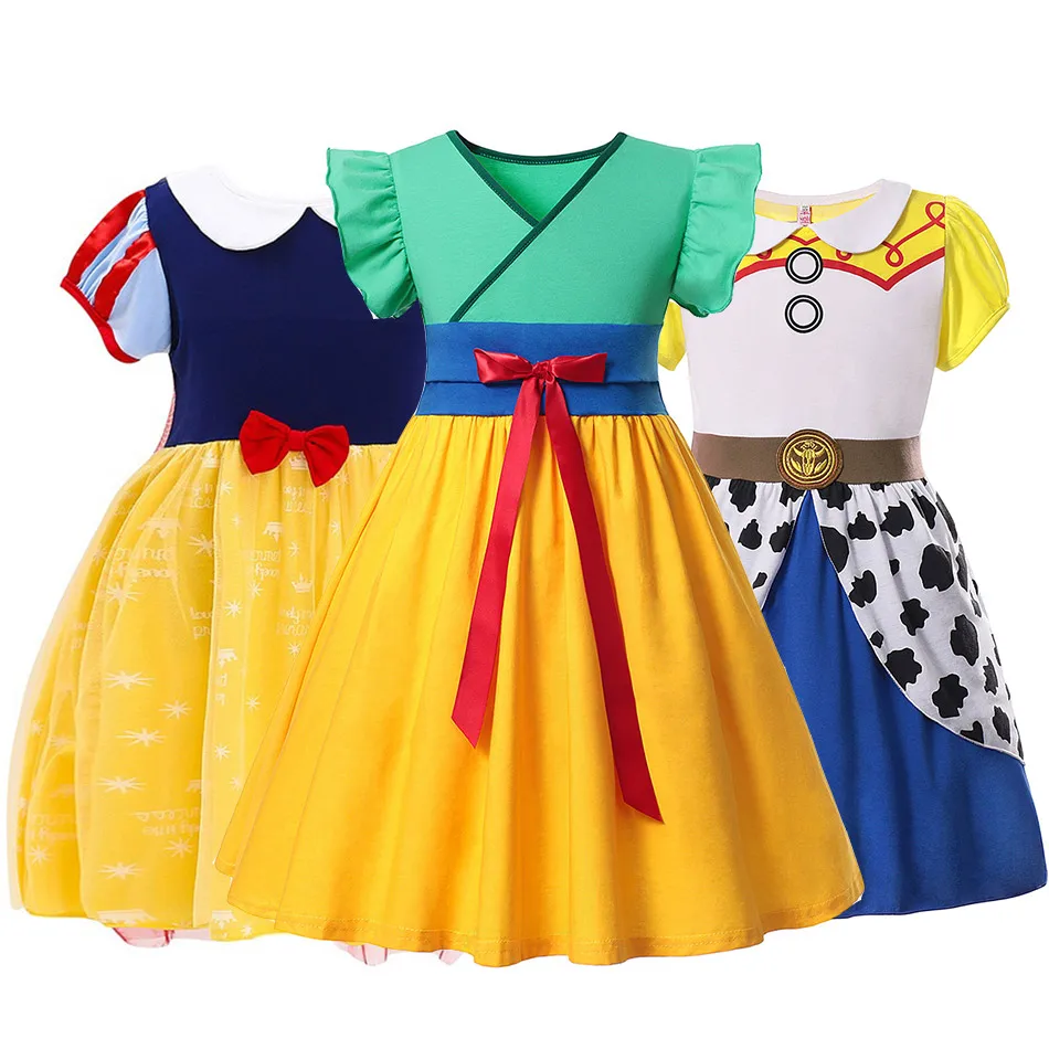 2 до 6 лет Одежда для маленьких девочек в китайском стиле, платье принцессы платье Мулан ролевые игры Джесси из истории игрушек Белоснежка Карнавальная одежда Вечерние платья для девочек