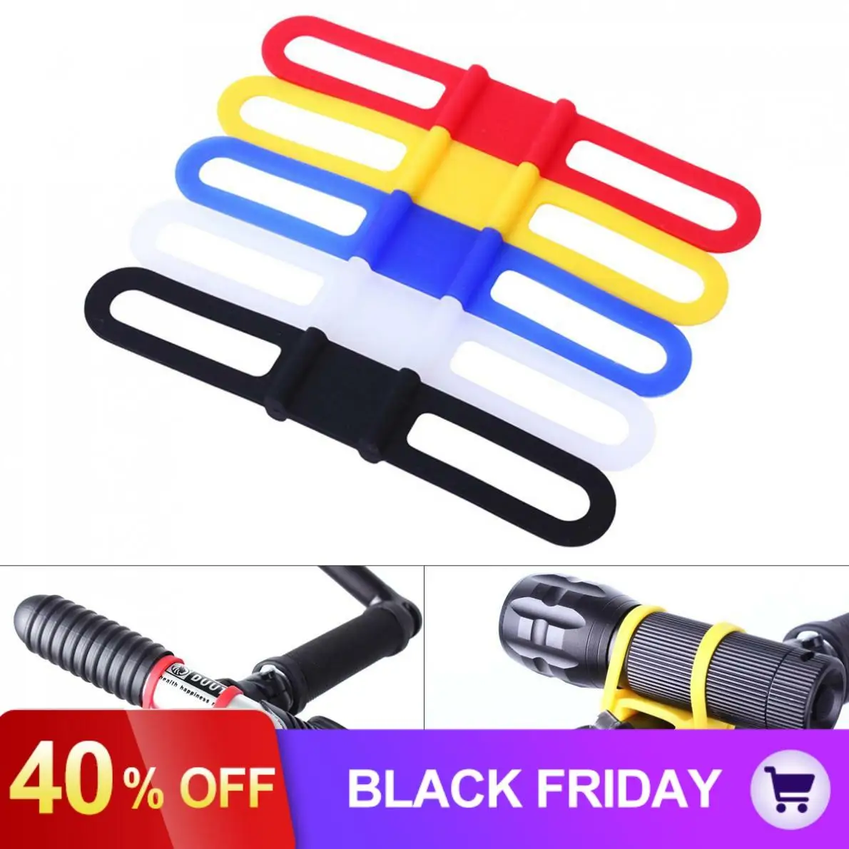 5 Colors Bicycle Bike Elastic Silicone Strap Cycling Light Holder Flashlight Bandages Portable Fixing Goods Elastic Tie Rope