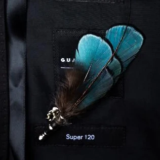 Brooch 12 GUSLESON дизайн натуральный перо галстук-бабочка изысканный ручной работы Мужская брошь-бант булавка деревянная Подарочная коробка набор для свадьбы - Цвет: Brooch 12