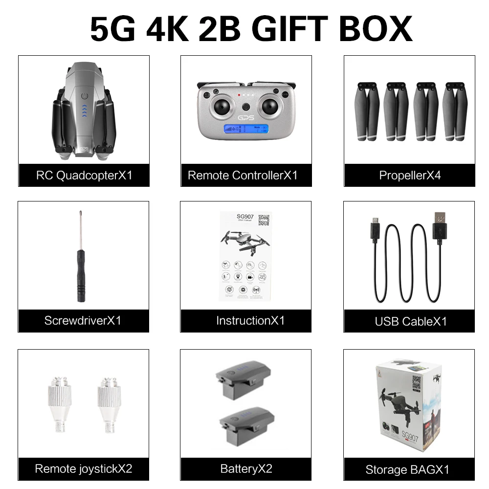 Лидер продаж, gps Дрон SG907 с 4K HD двойной камерой, широкоугольный 5G, wifi, FPV, RC Квадрокоптер, складные дроны, Профессиональный gps Follow Me - Цвет: 5G 4k 2B gift box