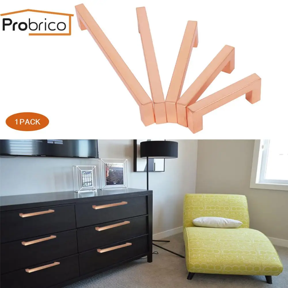 

Probrico Rose Gold Cabinet Handles Kitchen Cupboard Wardrobe Door Pulls Drawer Knobs for Furniture Handle Hardware 1Pack
