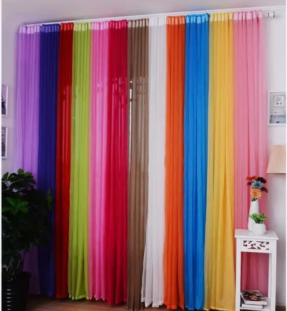 15 Color 2023 new Rainbow Curtain Tulle Door Window Curtain Drape Panel Sheer Scarf Valances Modern bedroom Living Room Curtains 2