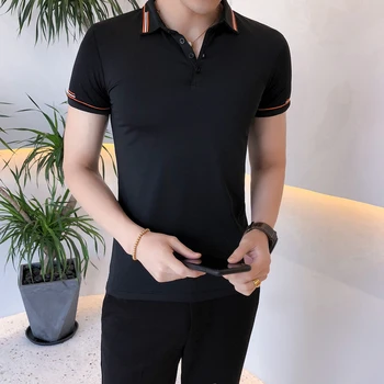 

Reserved Camiseta Masculina Short Sleeved Slim Fit Summer Men's Clothing Mannen Polo Man Hit Color Polo Korean Men's Polo Shirt