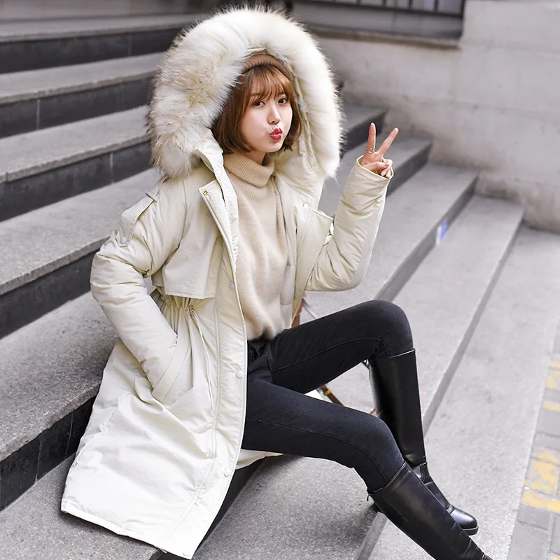 

Kemai Photo Shoot 2019 New Style Cotton Coat Long over-the-Knee Korean-style down Jacket Thick Loose-Fit Slimming Warmth Retenti
