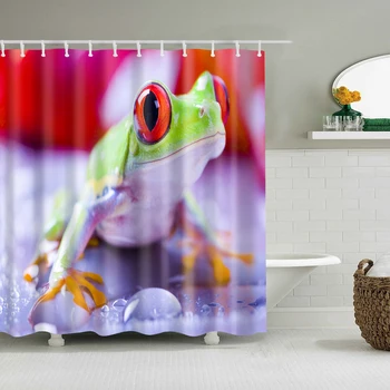 

Waterproof Thicken Green Shower Curtain Frog Mildew Proof Bath Tub Shower Curtain with 12 pcs Hooks