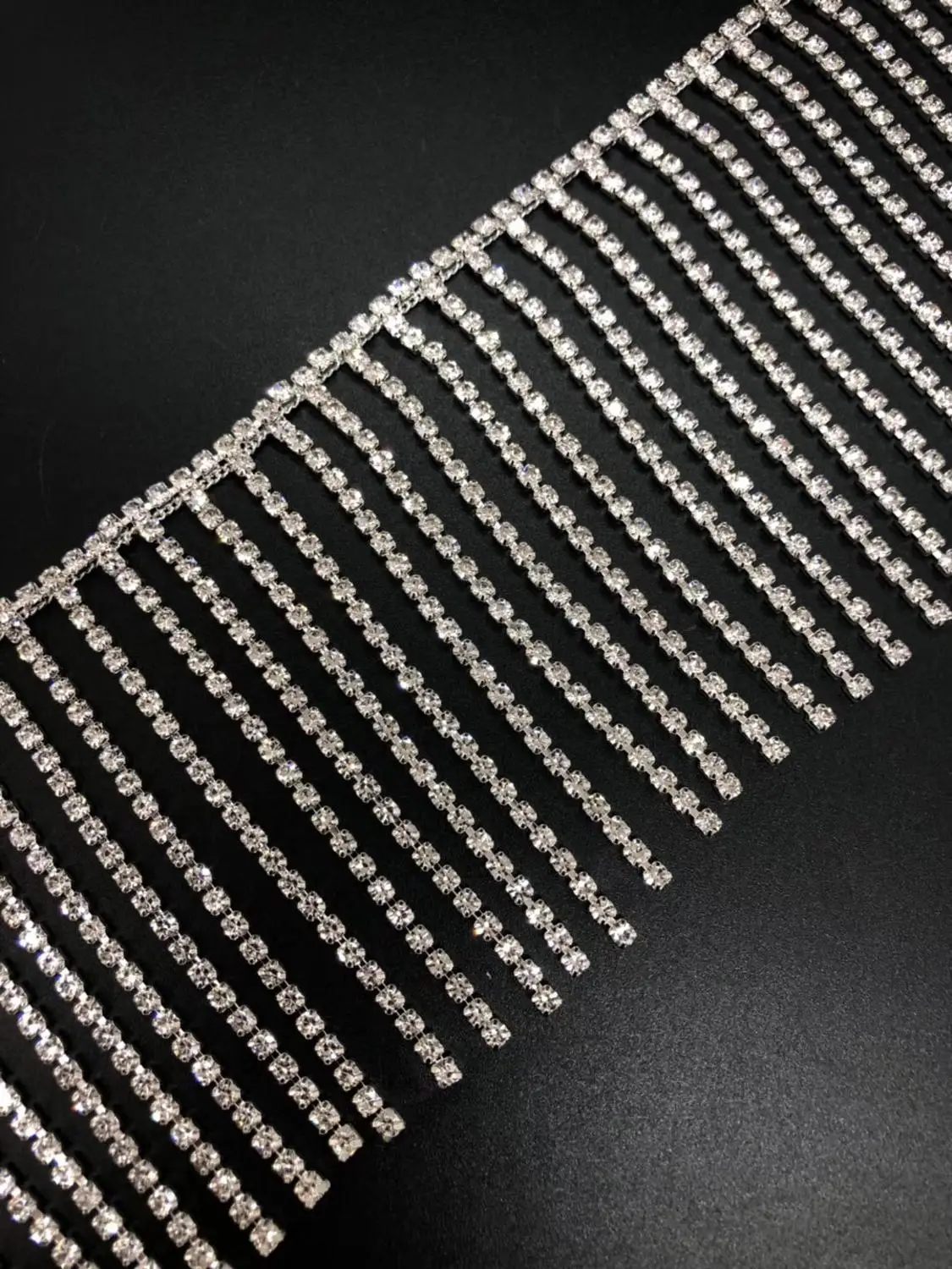 8cm*1yard Silver crystal chain rhinestone trimmings for clothing DIY sewing trim for wedding dresses wedding party decoration