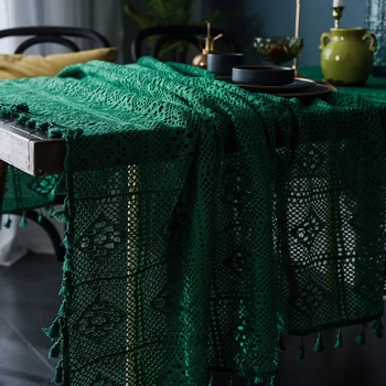 

Round Table Cover American Retro Tablecloth Hollow Decorative Minimalist Tablecloth For Dining Table Cover