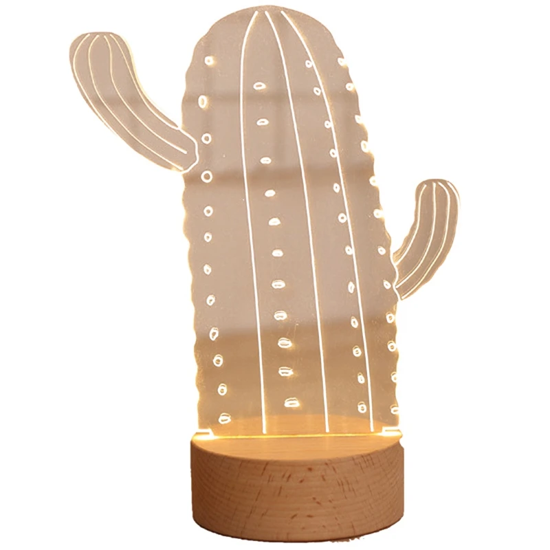 Новый креативный офисный Настольный светильник в форме кактуса, 3D декоративный Ночной светильник, настольная лампа