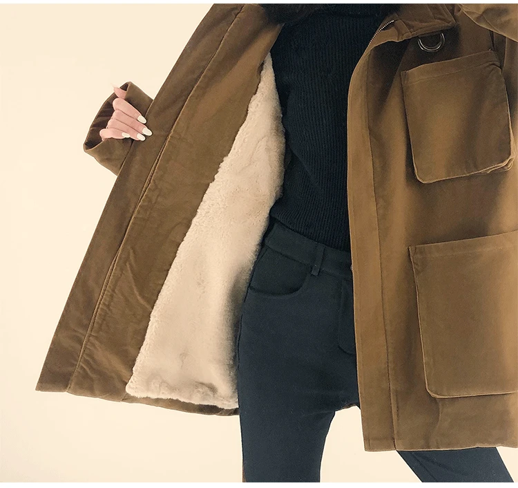 Зима, новая мода, оленья кожа, утолщенное короткое пальто с отворотом для женщин, плюс размер, женские пальто и женские куртки, уличная одежда, пальто