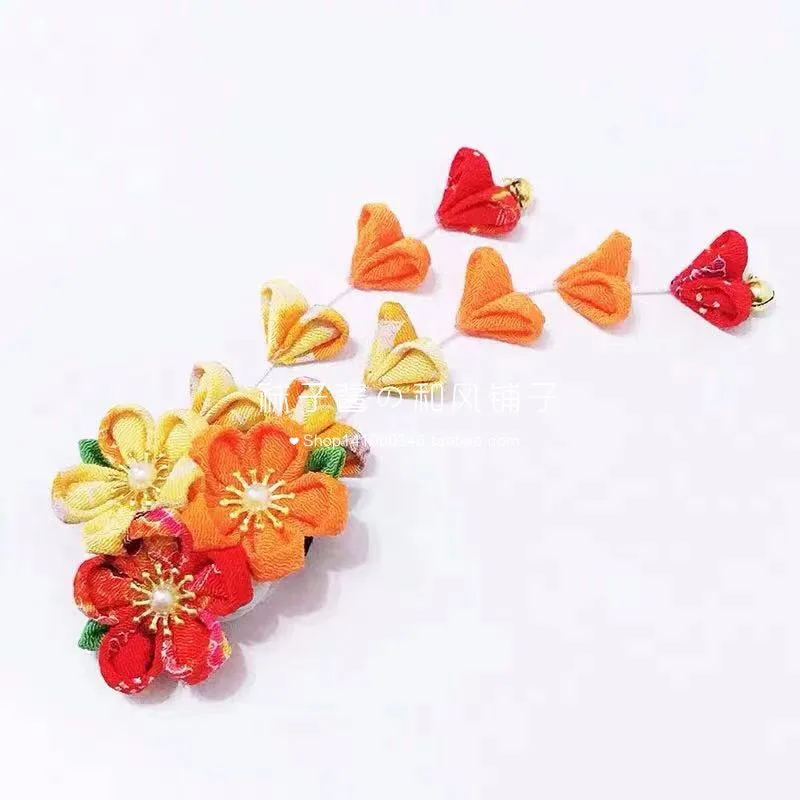 

Orange Japanese Antique and Crepe Hair Hanfu Hair Photo Accessories Edge Clamp