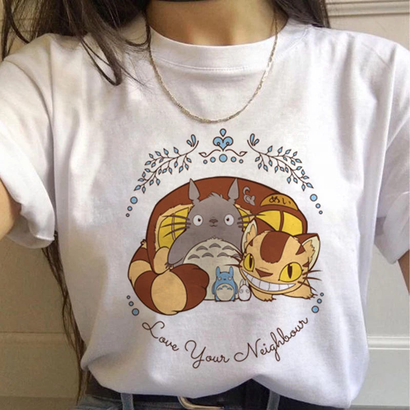 7749 Totoro Studio Ghibli Harajuku футболка женская Miyazaki Hayao Ullzang Kwaii футболка с рисунком 90s футболка "Аниме" модная футболка женская - Цвет: 7749