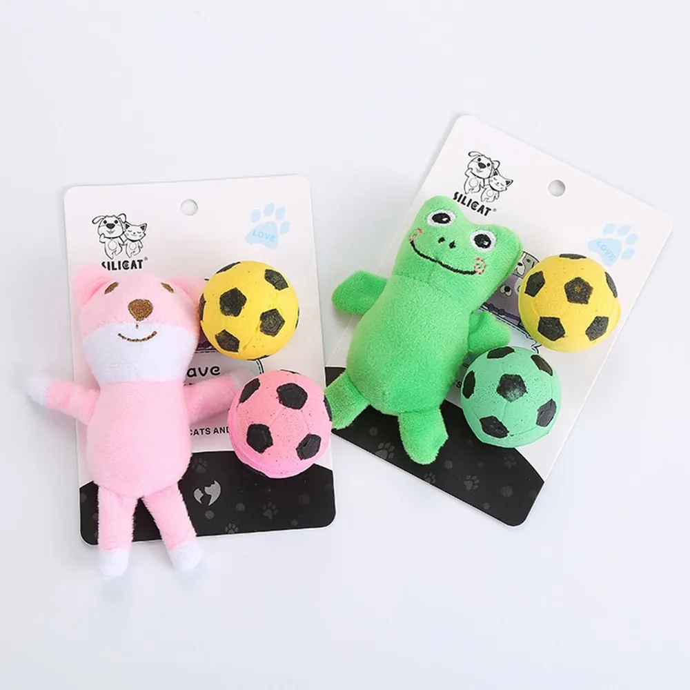Игрушка для питомца кошки лягушка/медведь плюшевая игрушка с пеной футбольный набор Мультяшные животные лягушка в форме игрушки для кошек товары для домашних животных интерактивные игрушки
