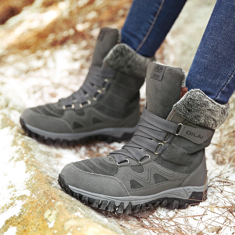 Женская уличная походная обувь теплые плюшевые тактические ботинки нубук замша треккинговые альпинистские ботинки зимние спортивные высокие сапоги большие размеры