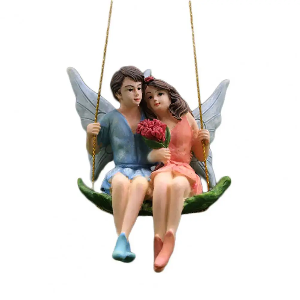 

Fairy Garden Couple Swing Figurine Cartoon Cute Resin Fairy Garden Lovers Pendant for Gift