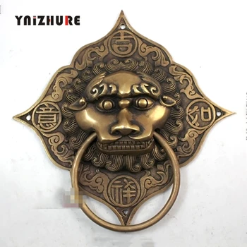 

2 pcs 175mm Chinese Antique Bronze Door Handle Copper Ring Shop First Beast Handle