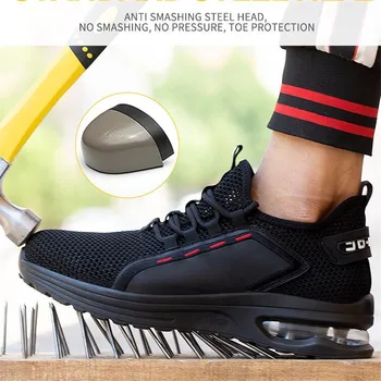 

New Men Work Safety Shoes With Steel Toe Cap Indestructible Ryder Shoes Light Breathable Anti-Smashing Anti-puncture Women Boots