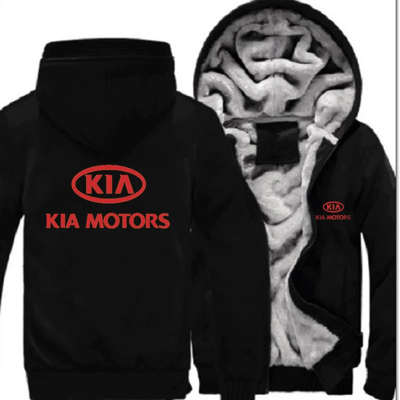 Бренд автомобиля KIA Motors, зимняя мужская куртка с капюшоном на молнии, модный красный принт, уплотненный, на заказ, удобный свитер, пальто - Цвет: 2