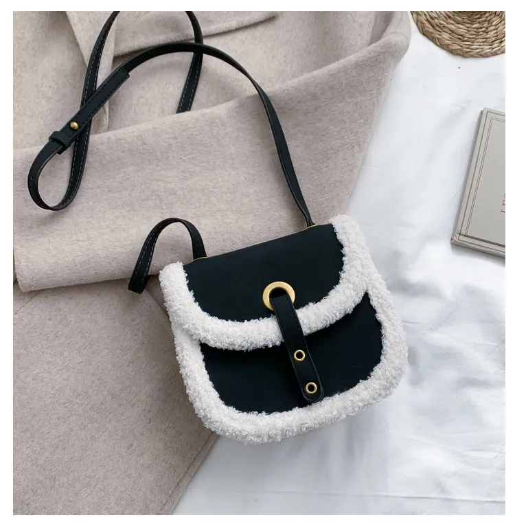Scrub Black Litthing новые скрабы сумки через плечо для женщин зима кашемировый дизайн сумка через плечо женские сумки и кошелек - Цвет: Scrub Black