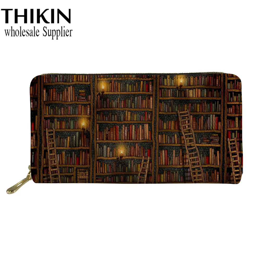 THIKIN Women Clutch Wallet Cartoon Book Glasses Pattern Female Fashion PU Leather Coin Bag Ladies Pocket Waterproof Money Bag - Цвет: as picture