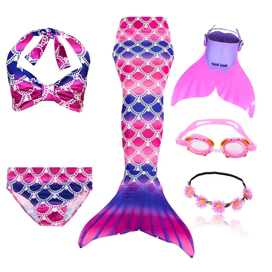 NEW The Little Mermaid Tail with Garland Ariel Mermaid Swimsuit for Kids swimmable Bathing Suit Costume Cosplay - Цвет: Package 1