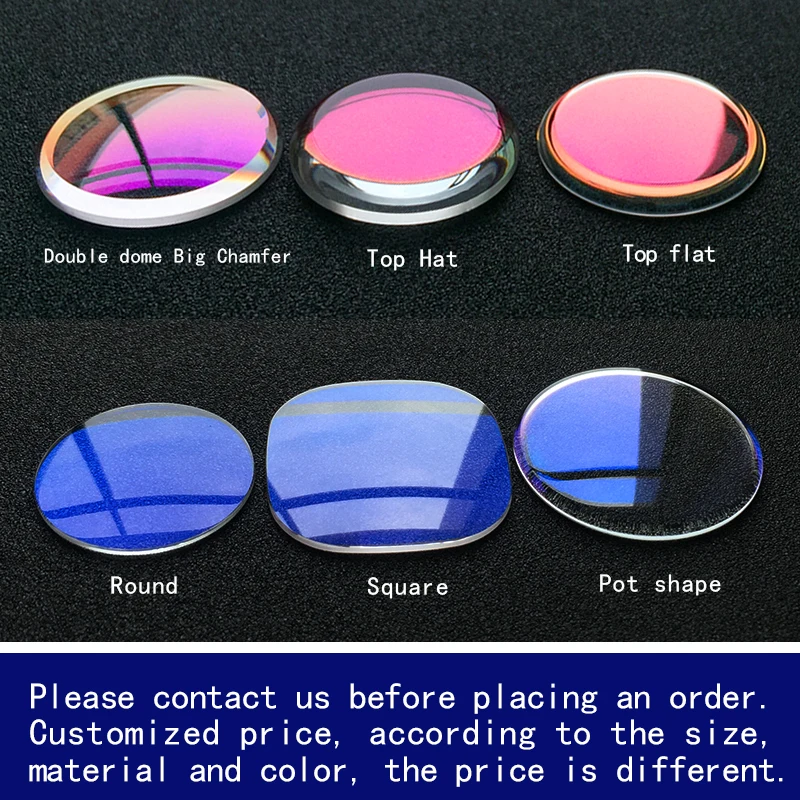 Custom Sapphire Mineral crystal Watch Glass Blue AR Clear Red AR