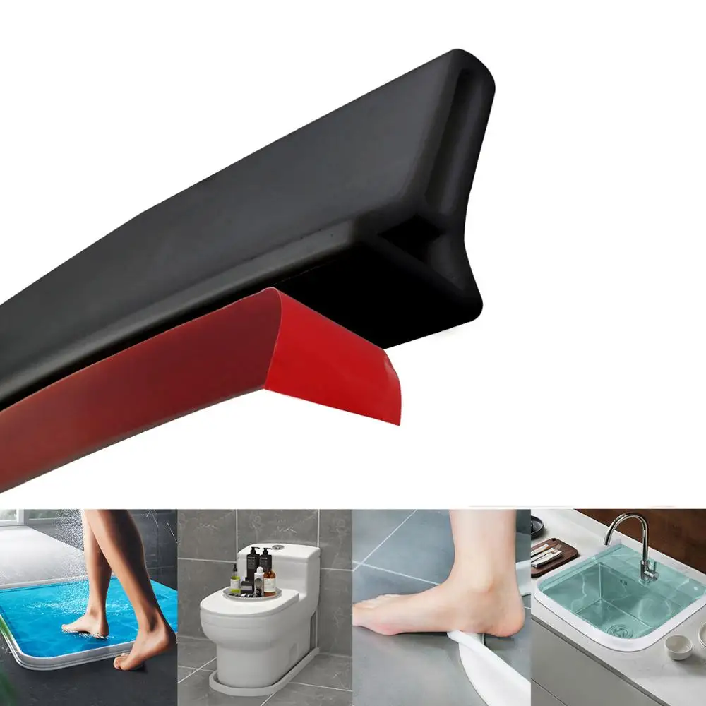 

Bathroom Water Stopper Water Partition Dry&Wet Separation Flood Barrier Rubber Silicon Water Retaining Strip Blocker Don't Slip
