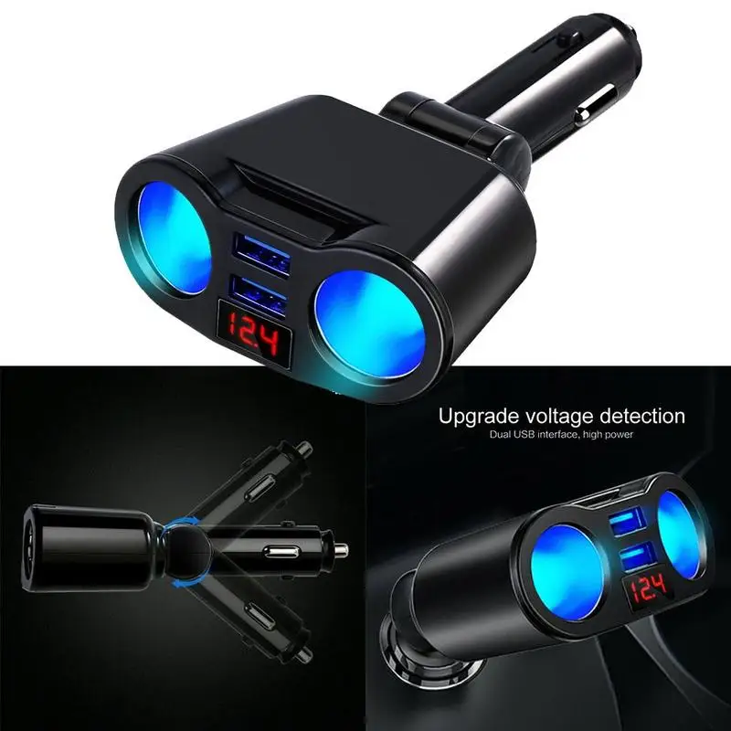 

New Car Charger Dual USB Port Rotating Digital Display Cigarette Lighter Safety Fast Charging Car Charger Auto Interior Parts