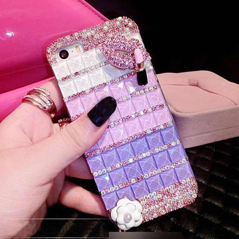 Purple Sunjolly 3D Алмазный чехол для телефона для Motorola MOTO E4 E5 C G5 G5S G6 Plus Z Z3 G4 E5 Play ONE X4 губы Bling Стразы чехол s coque - Цвет: Purple