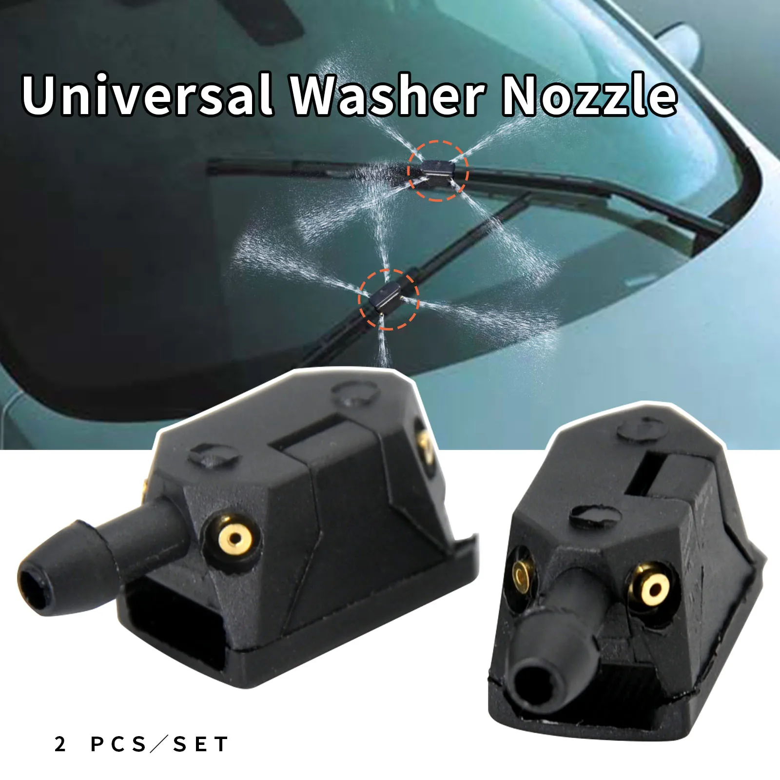 Car Universal 2pcs Windscreen Washer Wiper Blade Water Spray Jets Nozzles Mounted Onto 8mm 9mm