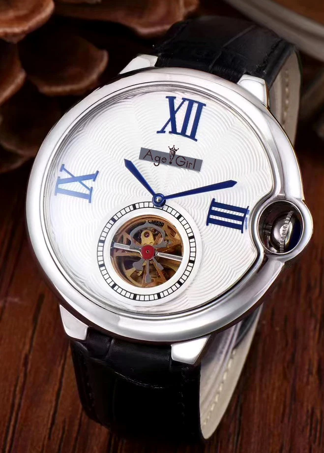 

Luxury Brand New Men Automatic Mechanical Watch Silver Rose Gold Brown Black Leather Tourbillon Sapphire Glass Back Sport AAA+