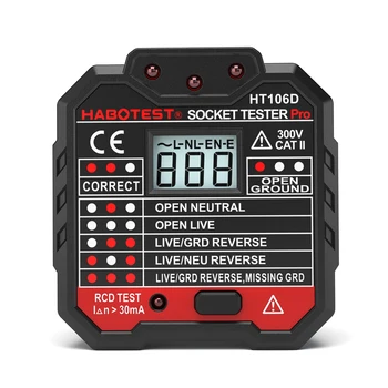 

HT106B HT106D HT106E Digital Display Socket Tester Plug Polarity Phase Check detector Voltage Test Multi-function Electroscope