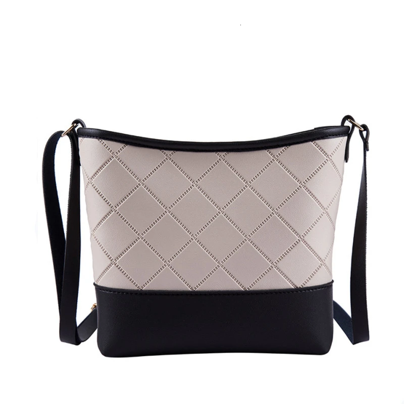 

2019 Splicing Color Fashion Ladies Handbag PU Leather Small Women Bucket Bag Female Messenger Bag With Single Shoulder Strap